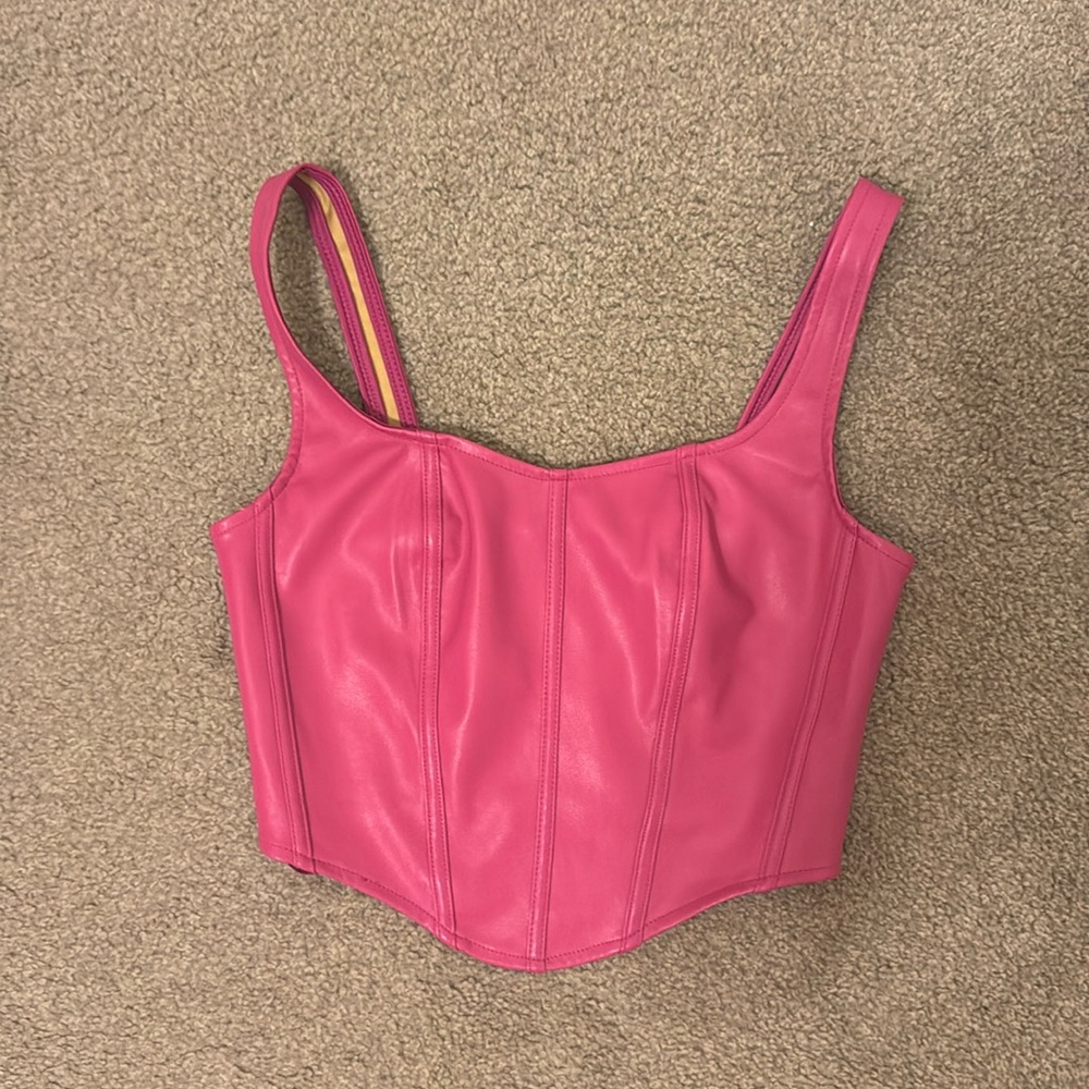 Sincerely Jules Pink Faux Leather Corset Top Size S